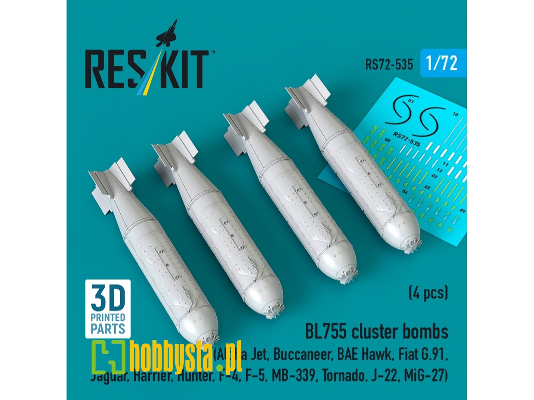 Bl755 Cluster Bombs (4pcs) (Alpfa Jet, Buccaneer, Bae Hawk, Fiat G.91, Jaguar, Harrier, Hunter, F-4, F-5, Mb-339, Tornado, J-22, Bl755 Cluster Bombs (4pcs) (Alpfa Jet, Buccaneer, Bae Hawk, Fiat G.91, Jaguar, Harrier, Hunter, F-4, F-5, Mb-339, Tornado, J-22,