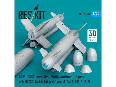 Agm-130a Missiles (Mk84 Warhead) (2pcs) With An/Axq-14 Data Link Pod (1pc) (F-16i, F-15e, F-111f) (3d Printed) - image 2