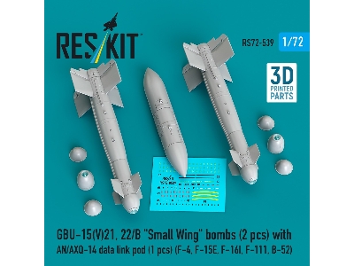 Gbu-15(V)21, 22/B 'small Wing' Bombs (2pcs) With An/Axq-14 Data Link Pod (1pc) (F-4, F-15e, F-16i, F-111, B-52) (3d Printed) - i