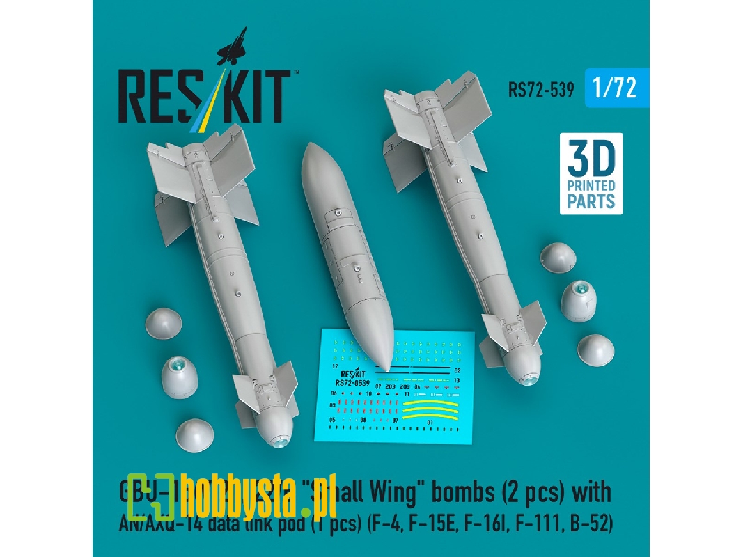 Gbu-15(V)21, 22/B 'small Wing' Bombs (2pcs) With An/Axq-14 Data Link Pod (1pc) (F-4, F-15e, F-16i, F-111, B-52) (3d Printed) - i Gbu-15(V)21, 22/B 'small Wing' Bombs (2pcs) With An/Axq-14 Data Link Pod (1pc) (F-4, F-15e, F-16i, F-111, B-52) (3d Printed) - i