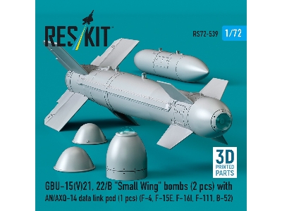Gbu-15(V)21, 22/B 'small Wing' Bombs (2pcs) With An/Axq-14 Data Link Pod (1pc) (F-4, F-15e, F-16i, F-111, B-52) (3d Printed) - i