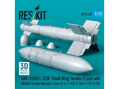 Gbu-15(V)21, 22/B 'small Wing' Bombs (2pcs) With An/Axq-14 Data Link Pod (1pc) (F-4, F-15e, F-16i, F-111, B-52) (3d Printed) - i