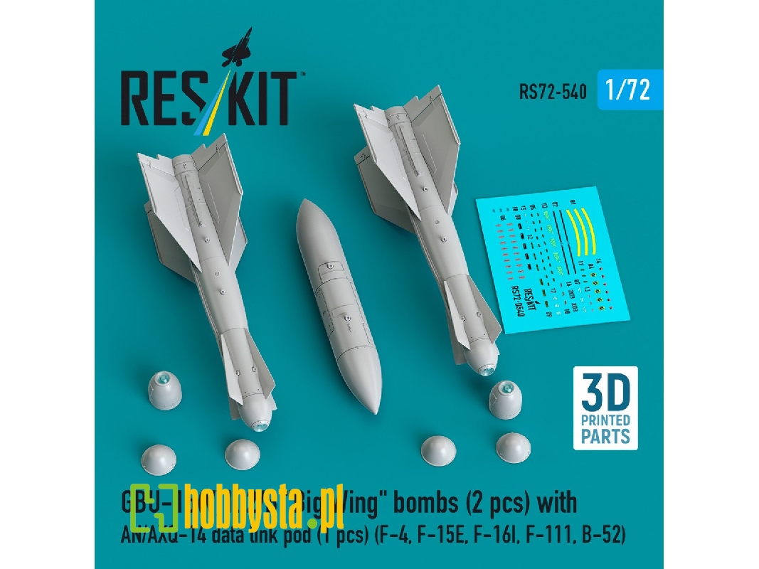 Gbu-15(V)1, 2/B 'big Wing' Bombs (2pcs) With An/Axq-14 Data Link Pod (1pc) (F-4, F-15e, F-16i, F-111, B-52) (3d Printed) - image Gbu-15(V)1, 2/B 'big Wing' Bombs (2pcs) With An/Axq-14 Data Link Pod (1pc) (F-4, F-15e, F-16i, F-111, B-52) (3d Printed) - image