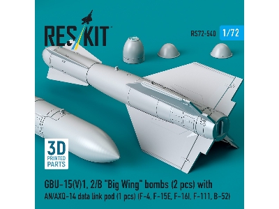 Gbu-15(V)1, 2/B 'big Wing' Bombs (2pcs) With An/Axq-14 Data Link Pod (1pc) (F-4, F-15e, F-16i, F-111, B-52) (3d Printed) - image