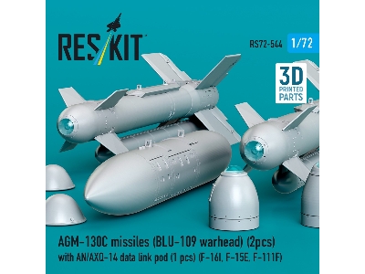 Agm-130c Missiles (Blu-109 Earhead) (2pcs) With An/Axq-14 Data Link Pod (1pc) (F-16i, F-15e, F-111f) (3d Printed) - image 2