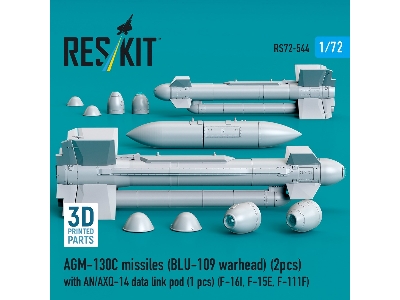 Agm-130c Missiles (Blu-109 Earhead) (2pcs) With An/Axq-14 Data Link Pod (1pc) (F-16i, F-15e, F-111f) (3d Printed) - image 3