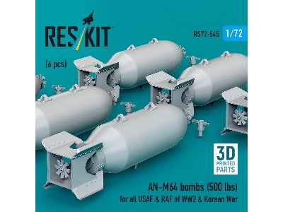 An-m64 Bombs (500 Lbs) For All Usaf & Raf Of Ww2 & Korean War (6pcs) (3d Printed) - image 3