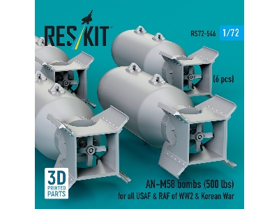 An-m58 Bombs (500 Lbs) For All Usaf & Raf Of Ww2 & Korean War (6pcs) (3d Printed) - image 3