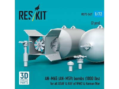 An-m65 (An-m59) Bombs (1000 Lbs) For All Usaf & Raf Of Ww2 & Korean War (2pcs) (3d Printed) - image 2