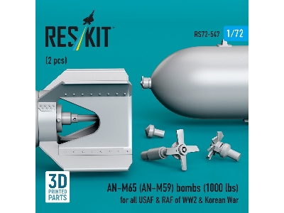 An-m65 (An-m59) Bombs (1000 Lbs) For All Usaf & Raf Of Ww2 & Korean War (2pcs) (3d Printed) - image 3