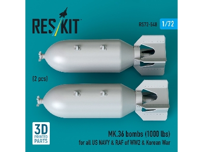 Mk.36 Bombs (1000 Lbs) For All Us Navy & Raf Of Ww2 & Korean War (2pcs) (3d Printed) - image 2