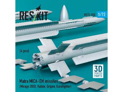 Matra Mica-em Missiles (4pcs) (Mirage 2000, Rafale, Gripen, Eurofighter) (3d Printed) - image 3