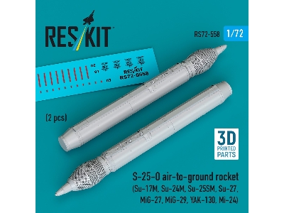 S-25-o Air-to-ground Rocket (2pcs) (Su-17m, Su-24m, Su-25sm, Su-27, Mig-27, Mig-29, Yak-130, Mi-24) (3d Printed) - image 1