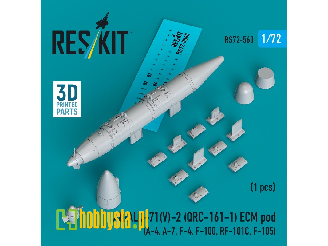 An/Alq-71(V)-2 (Qrc-161-1) Ecm Pod (1pc) (A-4, A-7, F-4, F-100, Rf-101c, F-105) (3d Printed) - image 1 An/Alq-71(V)-2 (Qrc-161-1) Ecm Pod (1pc) (A-4, A-7, F-4, F-100, Rf-101c, F-105) (3d Printed) - image 1