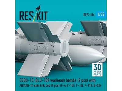 Egbu-15 (Blu-109 Warhead) Bombs (2pcs) With An/Axq-14 Data Link Pod (1pc) (F-4, F-15e, F-16i, F-111, B-52) (3d Printed) - image 