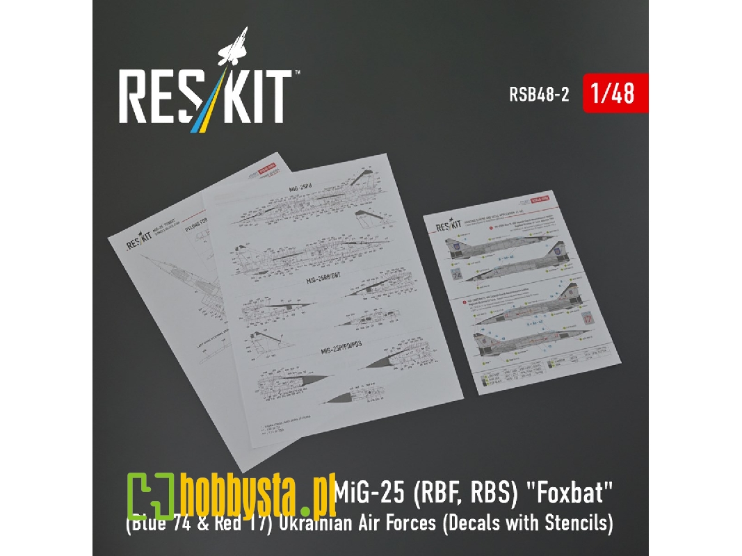 Mig-25rbf, Rbs 'foxbat' (Blue 74 & Red 17) Ukrainian Air Forces (Decals ...