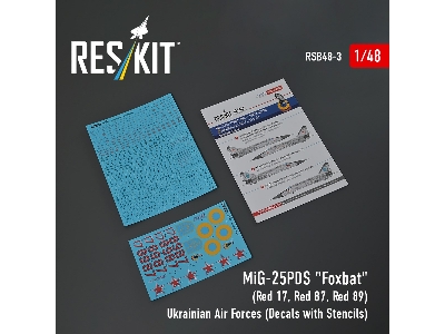 Mig-25pds 'foxbat' (Red 17, Red 87, Red 89) Ukrainian Air Forces (Decals With Stencils) - image 1