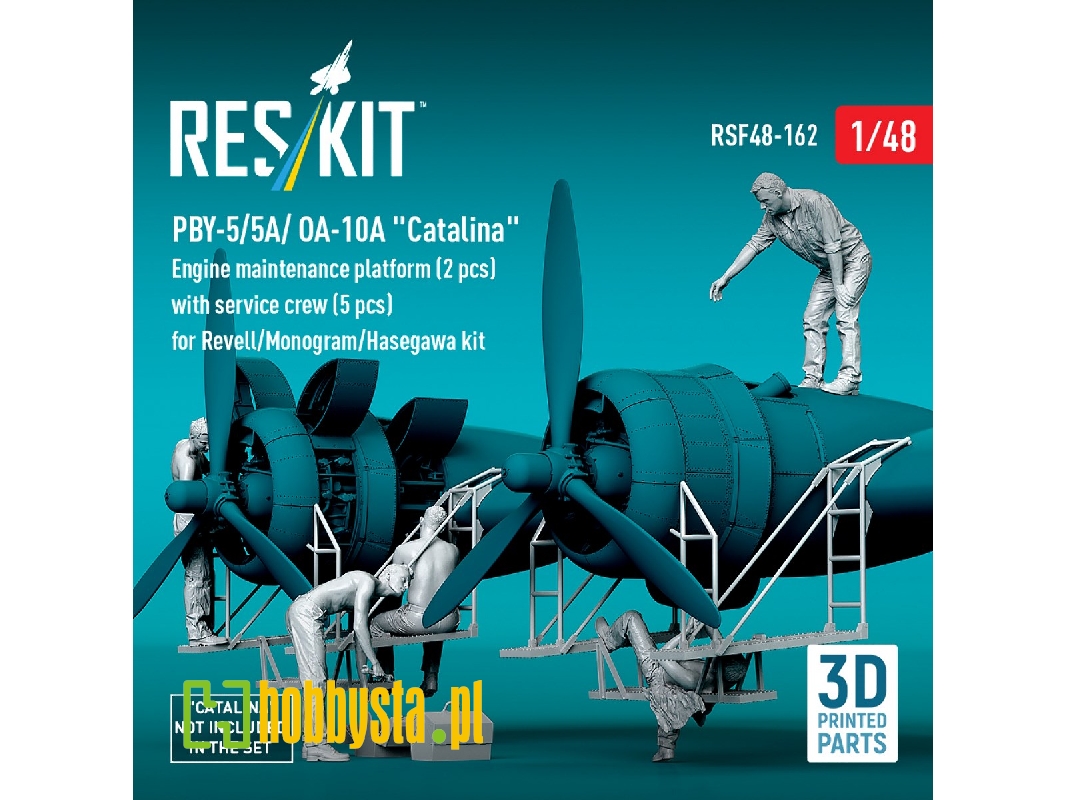 Pby-5/5a/ Oa-10a 'catalina' Engine Maintenance Platform (2pcs) With Service Crew (5pcs) For Revell/Monogram/Hasegawa Kit (3d Pri