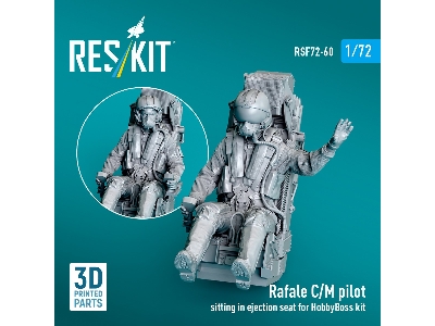 Rafale C/M Pilot Sitting In Ejection Seat For Hobbyboss Kit (1pc) (3d Printed) - image 1