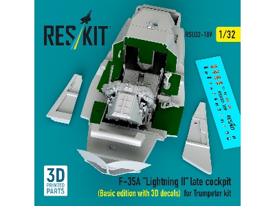 F-35a 'lightning Ii' Late Cockpit (Basic Edition With 3d Decals) For Trumpeter Kit (3d Printed) - image 1