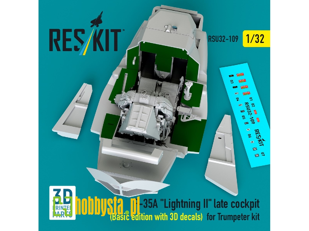 F-35a 'lightning Ii' Late Cockpit (Basic Edition With 3d Decals) For Trumpeter Kit (3d Printed) - image 1 F-35a 'lightning Ii' Late Cockpit (Basic Edition With 3d Decals) For Trumpeter Kit (3d Printed) - image 1