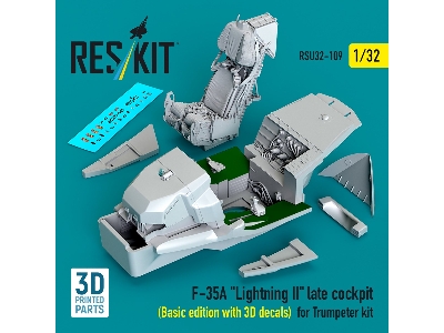 F-35a 'lightning Ii' Late Cockpit (Basic Edition With 3d Decals) For Trumpeter Kit (3d Printed) - image 2