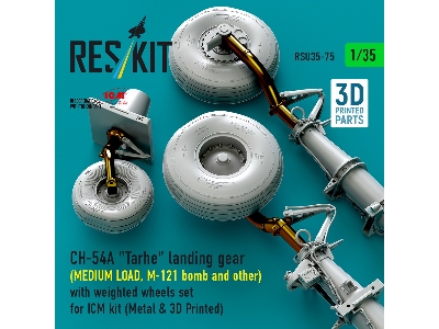 Ch-54a 'tarhe' Landing Gear (Medium Load, M-121 Bomb And Other) With Weighted Wheels Set For Icm Kit (Metal & 3d Printed) - imag
