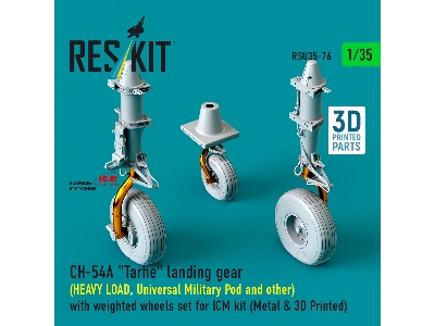 Ch-54a 'tarhe' Landing Gear (Heavy Load, Universal Military Pod And Other) With Weighted Wheels Set For Icm Kit (Metal & 3d Prin