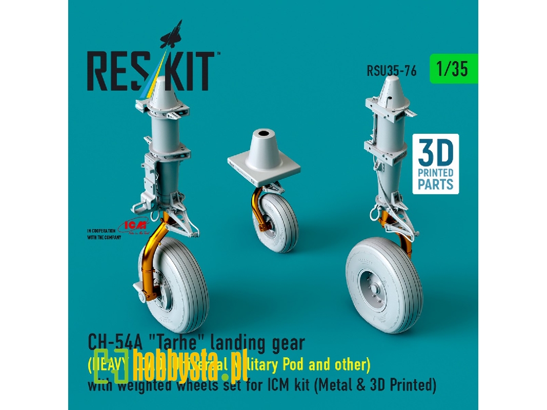 Ch-54a 'tarhe' Landing Gear (Heavy Load, Universal Military Pod And Other) With Weighted Wheels Set For Icm Kit (Metal & 3d Prin