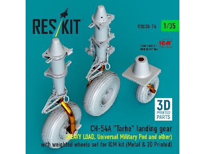 Ch-54a 'tarhe' Landing Gear (Heavy Load, Universal Military Pod And Other) With Weighted Wheels Set For Icm Kit (Metal & 3d Prin