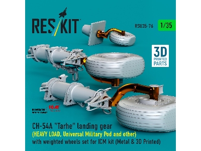Ch-54a 'tarhe' Landing Gear (Heavy Load, Universal Military Pod And Other) With Weighted Wheels Set For Icm Kit (Metal & 3d Prin