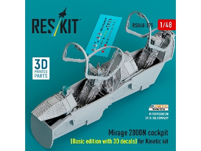 Mirage 2000n Cockpit (Basic Edition With 3d Decals) For Kinetic Kit (3d Printed) - image 1