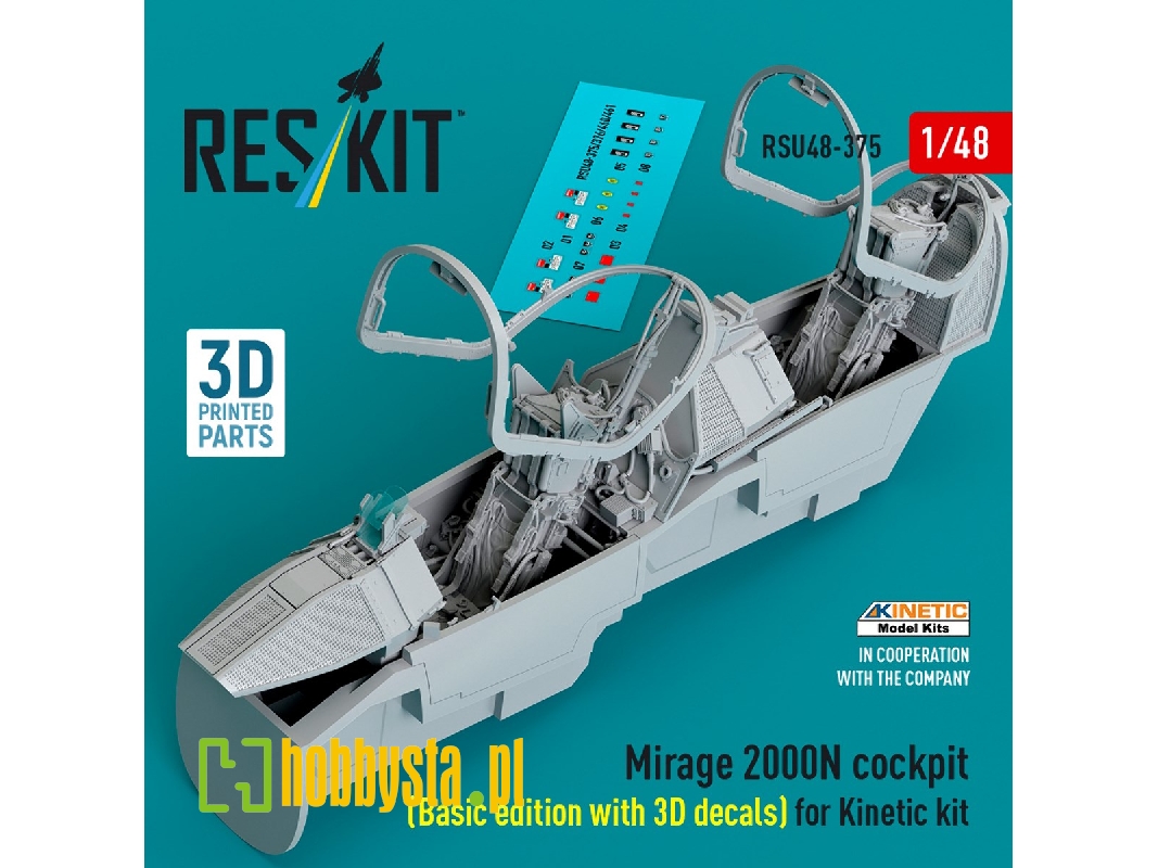 Mirage 2000n Cockpit (Basic Edition With 3d Decals) For Kinetic Kit (3d Printed) - image 1 Mirage 2000n Cockpit (Basic Edition With 3d Decals) For Kinetic Kit (3d Printed) - image 1