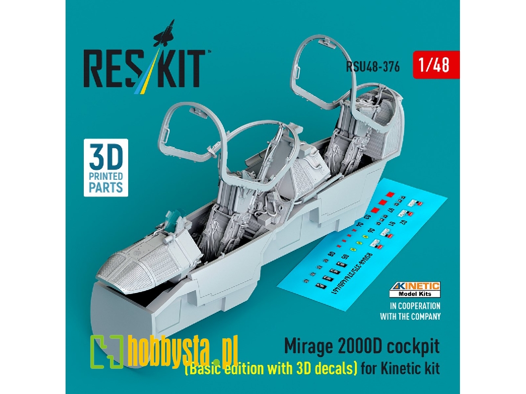 Mirage 2000d Cockpit (Basic Edition With 3d Decals) For Kinetic Kit (3d Printed) - image 1 Mirage 2000d Cockpit (Basic Edition With 3d Decals) For Kinetic Kit (3d Printed) - image 1