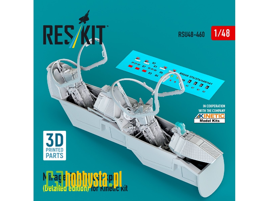 Mirage 2000n Cockpit (Detailed Edition) For Kinetic Kit (3d Printed) - image 1 Mirage 2000n Cockpit (Detailed Edition) For Kinetic Kit (3d Printed) - image 1
