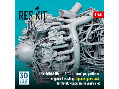 Pby-5/5a/ Oa-10a 'catalina' Propellers, Engines & Cowlings (Open Engines Bay) For Revell/Monogram/Hasegawa Kit (3d Printed) - im