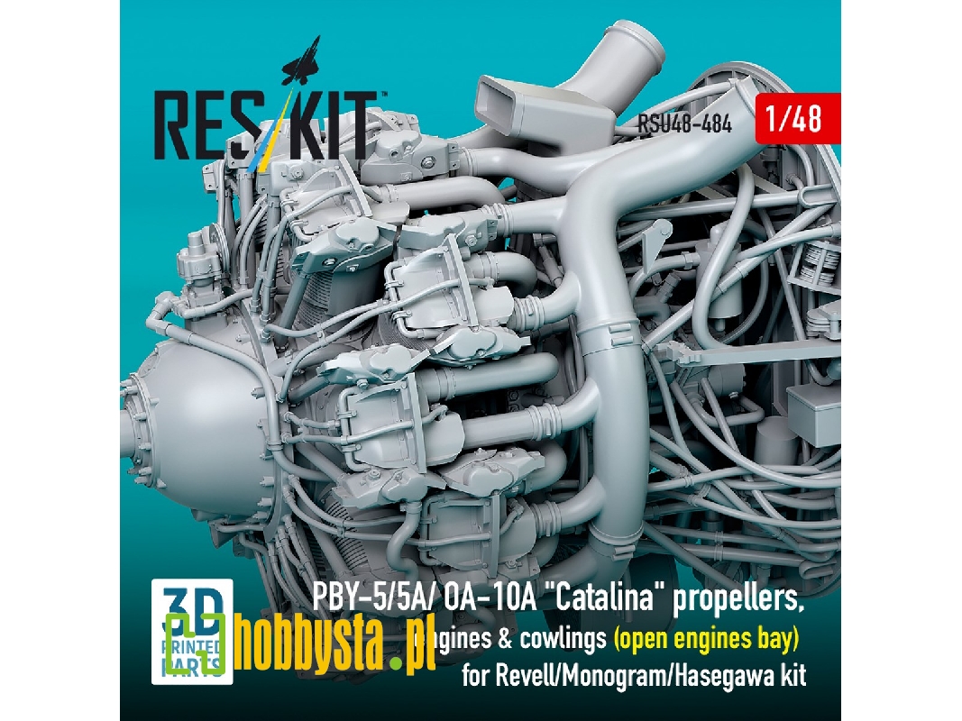 Pby-5/5a/ Oa-10a 'catalina' Propellers, Engines & Cowlings (Open Engines Bay) For Revell/Monogram/Hasegawa Kit (3d Printed) - im Pby-5/5a/ Oa-10a 'catalina' Propellers, Engines & Cowlings (Open Engines Bay) For Revell/Monogram/Hasegawa Kit (3d Printed) - im