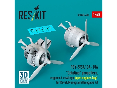 Pby-5/5a/ Oa-10a 'catalina' Propellers, Engines & Cowlings (Open Engines Bay) For Revell/Monogram/Hasegawa Kit (3d Printed) - im