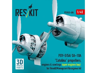 Pby-5/5a/ Oa-10a 'catalina' Propellers, Engines & Cowlings (Open Engines Bay) For Revell/Monogram/Hasegawa Kit (3d Printed) - im