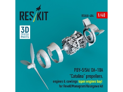 Pby-5/5a/ Oa-10a 'catalina' Propellers, Engines & Cowlings (Open Engines Bay) For Revell/Monogram/Hasegawa Kit (3d Printed) - im