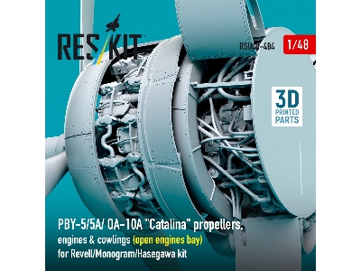 Pby-5/5a/ Oa-10a 'catalina' Propellers, Engines & Cowlings (Open Engines Bay) For Revell/Monogram/Hasegawa Kit (3d Printed) - im