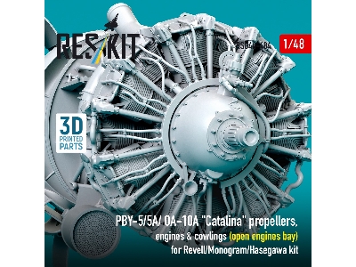 Pby-5/5a/ Oa-10a 'catalina' Propellers, Engines & Cowlings (Open Engines Bay) For Revell/Monogram/Hasegawa Kit (3d Printed) - im
