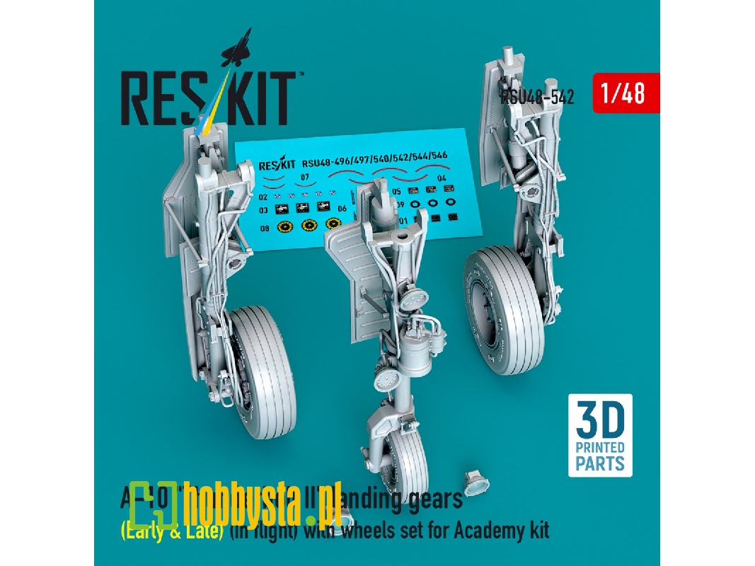 A-10 'thunderbolt Ii' Landing Gears (Early & Late) (In Flight) With Wheels Set For Academy Kit (3d Printed) - image 1