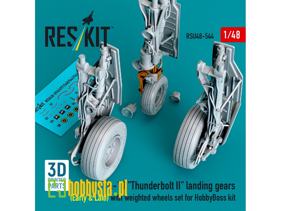 A-10 'thunderbolt Ii' Landing Gears (Early & Late) With Weighted Wheels Set For Hobbyboss Kit (Metal + 3d Printed) - image 1