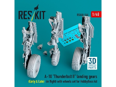 A-10 'thunderbolt Ii' Landing Gears (Early & Late) (In Flight) With Wheels Set For Hobbyboss Kit (3d Printed) - image 1
