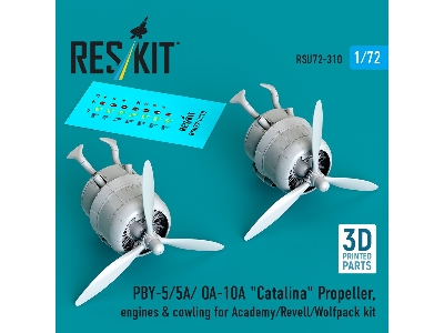 Pby-5/5a/ Oa-10a 'catalina' Propeller, Engines & Cowling For Academy/Revell/Wolfpack Kit (3d Printed) - image 1