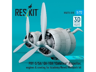 Pby-5/5a/ Oa-10a 'catalina' Propeller, Engines & Cowling For Academy/Revell/Wolfpack Kit (3d Printed) - image 2