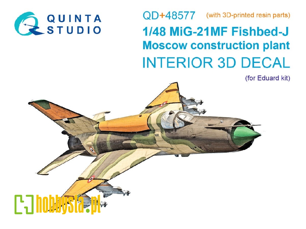 Mig-21 Mf Fishbed-j (Moscow Plant) - 3d-printed & Coloured Interior - image 1 Mig-21 Mf Fishbed-j (Moscow Plant) - 3d-printed & Coloured Interior - image 1