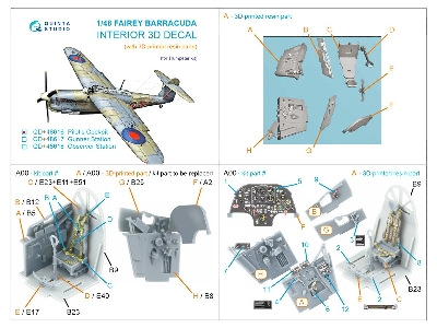 Fairey Barracuda Pilot's Cockpit - 3d-printed & Coloured Interior On Decal Paper... - image 10