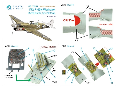Cutiss P-40 N Warhawk -3d-printed & Coloured Interior On Decal Paper With 3d-printed Resin Parts (For Academy Kits) - image 11